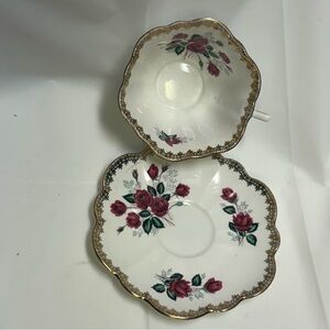 Vintage Shelley England Floral Teacup and Saucer Set with Gold Trim